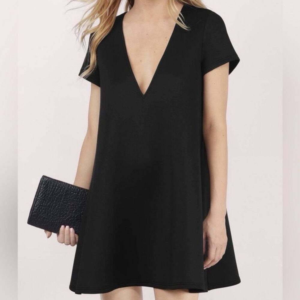 Tobi Black Mini Dress V Neck Flare XS NWT